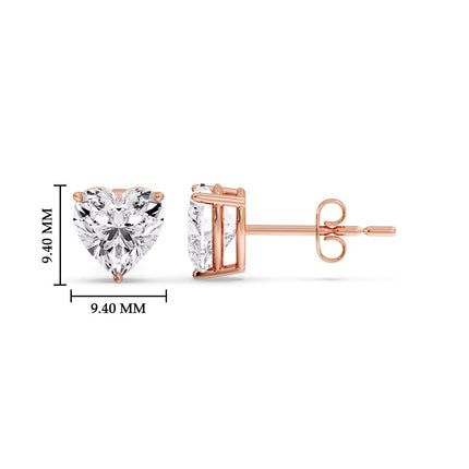 Heart Shaped 3 Prong Basket Stud Earring