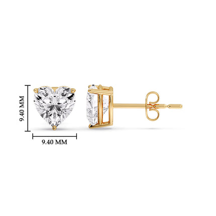 Heart Shaped 3 Prong Basket Stud Earring