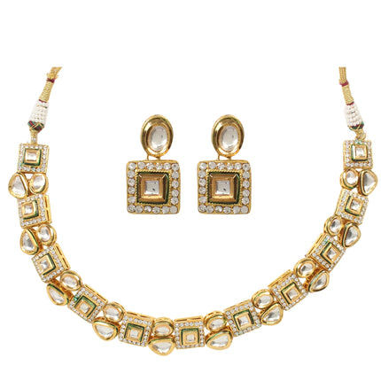 Beautiful Handcrafted Kundan Necklace with Pair of Earrings