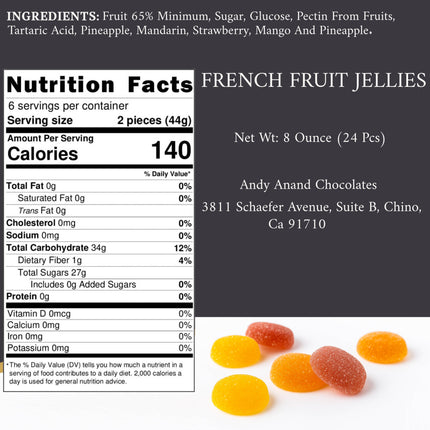 Andy Anand Delicious Pâtes de Fruits, French Fruit Jellies - Bursting with Flavor and Irresistible Taste - 24 Pcs Candy