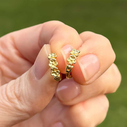 Flower Huggie Hoops