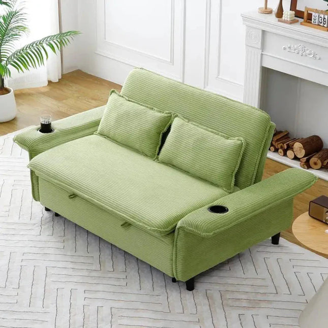 The Élan Verde Convertible Sofa Bed | 65.74” Luxe Corduroy Statement Piece, Dual-Function Reclining Elegance for Living & Bedroom Spaces | Limited Series