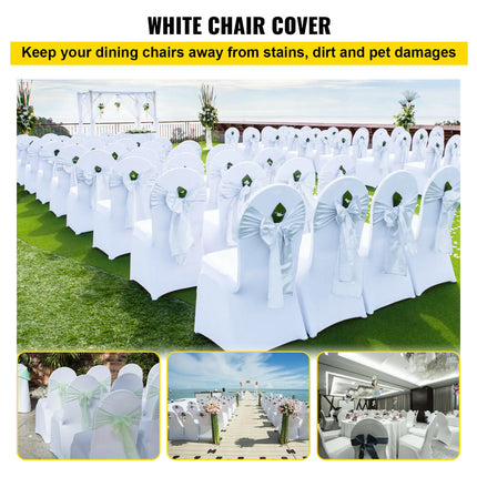 Vevor Universal Spandex Chair Covers — White Luxury Stretch Slipcovers for Weddings, Banquets & Fine Dining Events (12/30/50/100 Pcs)