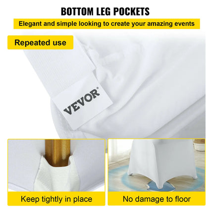 Vevor Universal Spandex Chair Covers — White Luxury Stretch Slipcovers for Weddings, Banquets & Fine Dining Events (12/30/50/100 Pcs)