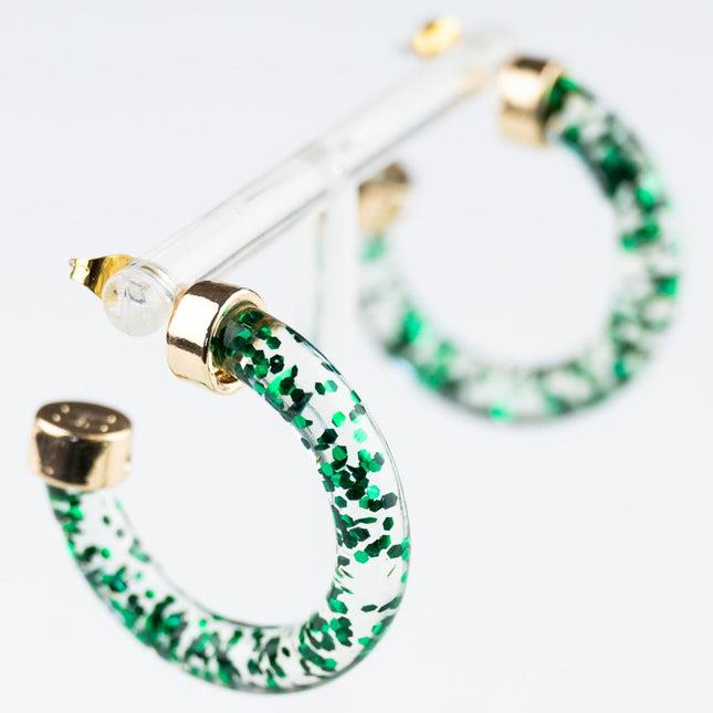 Mini Hoops - Green Glitter