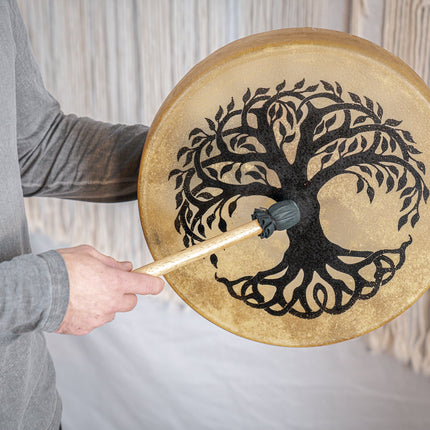 15" Native American-Style Hoop Drum, Tree of Life