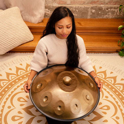 Sensory Handpan, D Amara, 10 Notes, Vintage Gold