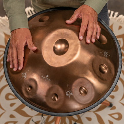 Sensory Handpan, E La Sirena, 10 Notes, Vintage Copper, Engraved Design