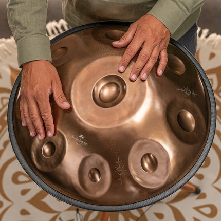 Sensory Handpan, BB2 Amara, 9 Notes, Vintage Copper, Engraved Design