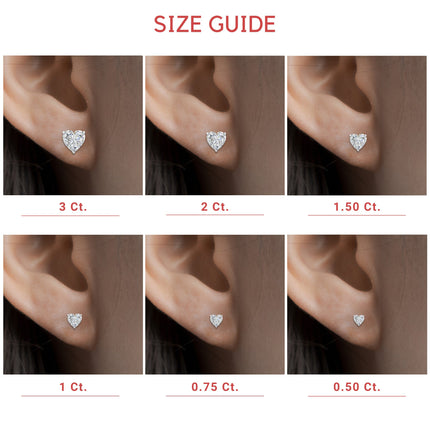 Heart Shaped 3 Prong Basket Stud Earring