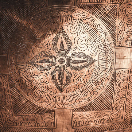 22" Indian Premium Wind Gong with Stand, Hand-engraved Mantra