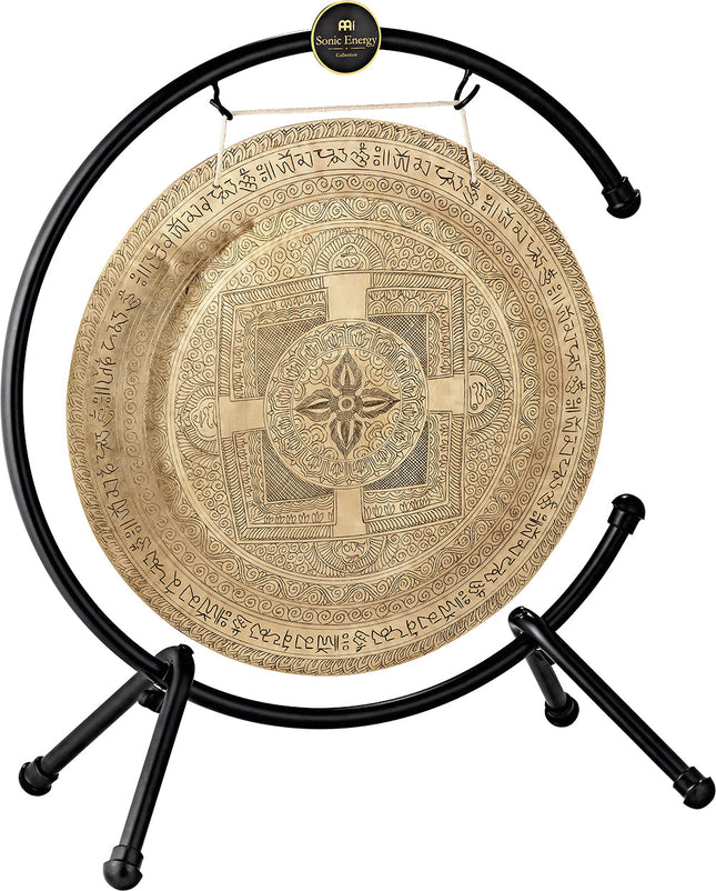 22" Indian Premium Wind Gong with Stand, Hand-engraved Mantra