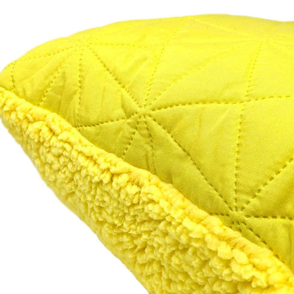 DaDa Bedding Hand-Made Tuscan Sun Yellow Sherpa Backside Quilted Throw Pillow - 18" x 18"