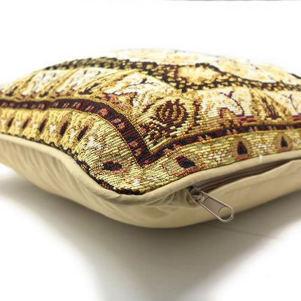 DaDa Bedding Elegant Golden Persian Style Rug Floral Tapestry Throw Pillow Covers 16" x 16"