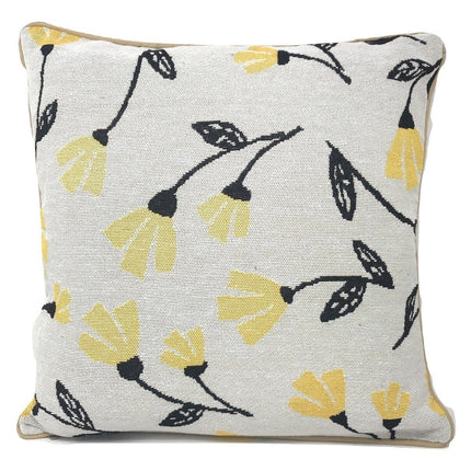 DaDa Bedding Yellow Fleur Floral Botanical Spring Tapestry Throw Pillow Cover, 16" x 16" (18112)