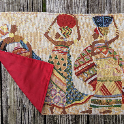 DaDa Bedding Set of 4-Pieces Dancing Women African Kwanzaa Tapestry Dining Table Placemats 13” x 19” (18117)