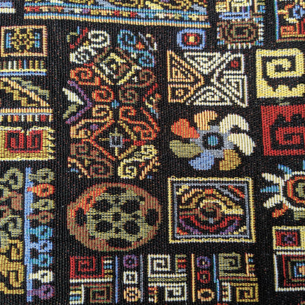 DaDa Bedding Set of 4-Pieces Ethnic Ornaments Geometric Black Tapestry Dining Placemats 13” x 19” (18118)