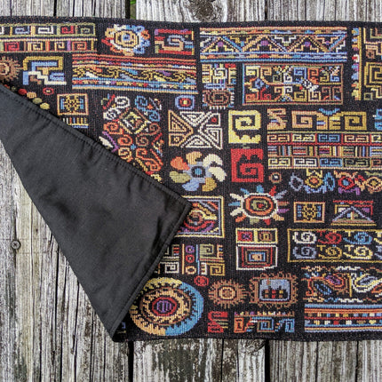 DaDa Bedding Set of 4-Pieces Ethnic Ornaments Geometric Black Tapestry Dining Placemats 13” x 19” (18118)