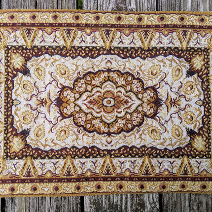 DaDa Bedding Set of 4-6 Pieces Royal Persian Style Rug Golden Brown Floral Tapestry Placemats 13” x 19” (18119)