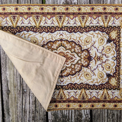 DaDa Bedding Set of 4-6 Pieces Royal Persian Style Rug Golden Brown Floral Tapestry Placemats 13” x 19” (18119)