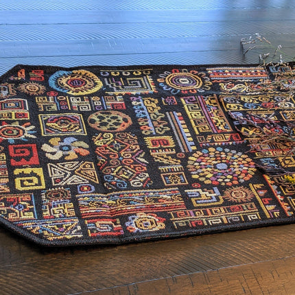 DaDa Bedding Ethnic Ornaments Geometric Black Elegant Woven Tapestry Dining Table Runner (18118)