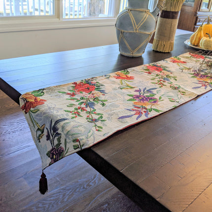 DaDa Bedding Floral Roses Tropical Paradise Birds Woven Tapestry Dining Table Runner (18116)