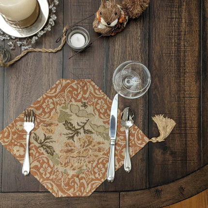 DaDa Bedding Set of 4-Pieces Nature Garden Floral Roses Tapestry Table Dining Cloth Runner Set - 13" x 17" (10072)