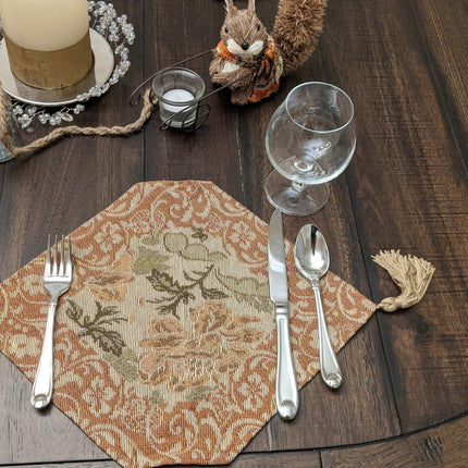 DaDa Bedding Set of 4-Pieces Nature Garden Floral Roses Tapestry Table Dining Cloth Runner Set - 13" x 17" (10072)