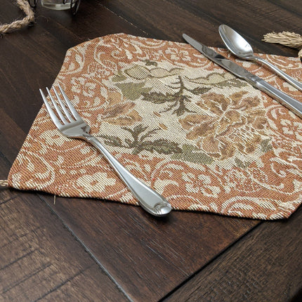 DaDa Bedding Set of 4-Pieces Nature Garden Floral Roses Tapestry Table Dining Cloth Runner Set - 13" x 17" (10072)