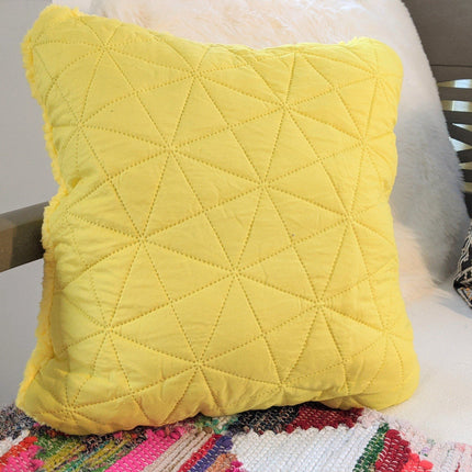 DaDa Bedding Hand-Made Tuscan Sun Yellow Sherpa Backside Quilted Throw Pillow - 18" x 18"