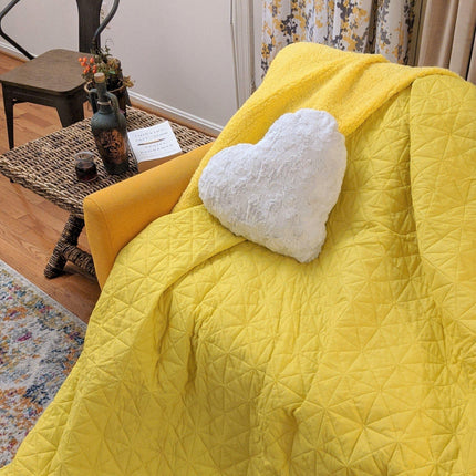 DaDa Bedding Happy Sunny Yellow Bright Quilted Ultra Sonic Reversible Throw Blanket Bedspread (BJ0107)