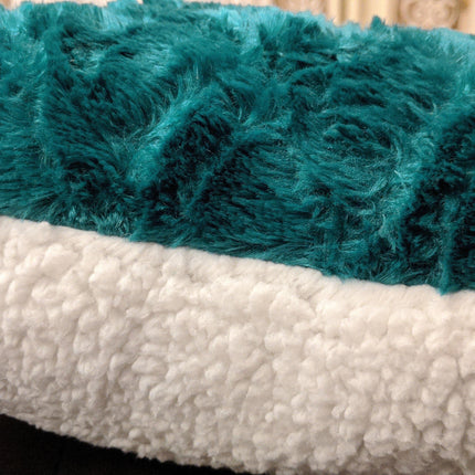 DaDa Bedding Lucky Irish Teal Green Faux Fur Heart Shaped Throw Pillow - 16” x 14”