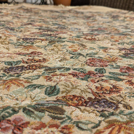 DaDa Bedding Wildflower Wonderland Floral Golden Beige Tan Square Dining Table Cloth (3100)