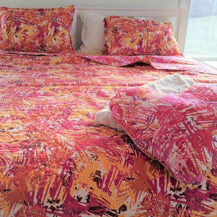 DaDa Bedding Lovely Pop of Colors Lightweight Reversible Quilted Bedspread Set (KBJ1625)