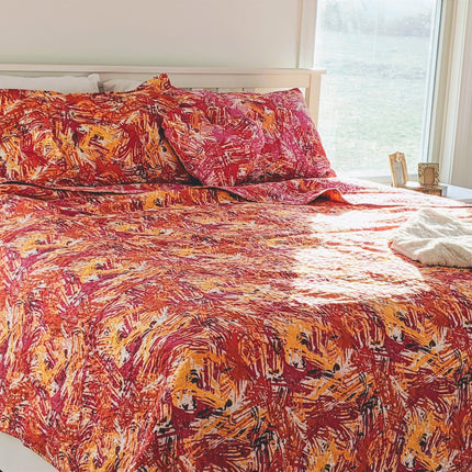 DaDa Bedding Lovely Pop of Colors Lightweight Reversible Quilted Bedspread Set (KBJ1625)