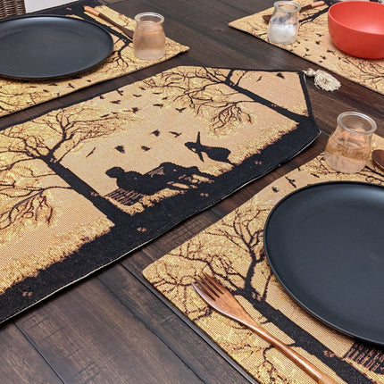 DaDalogy Autumn Birds Family Gathering Woven Tapestry Dining Table Runner (18198)