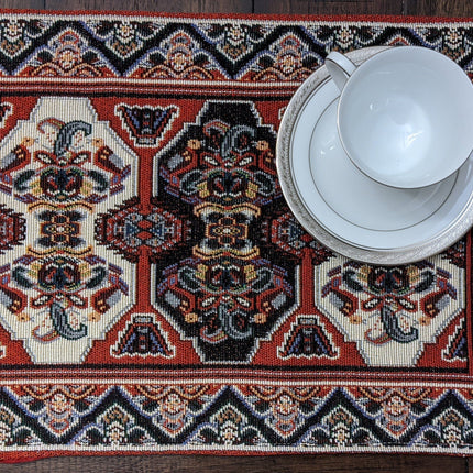 DaDalogy Set of 4-Pieces Majestic Kilim Red Persian Rug Woven Tapestry Placemats 13” x 19” (18195)