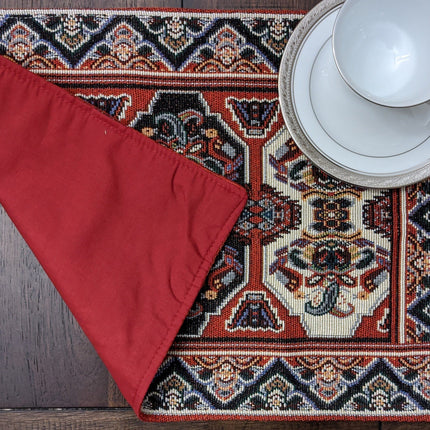DaDalogy Set of 4-Pieces Majestic Kilim Red Persian Rug Woven Tapestry Placemats 13” x 19” (18195)