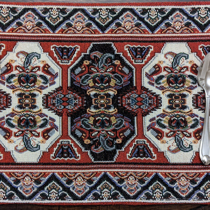 DaDalogy Set of 4-Pieces Majestic Kilim Red Persian Rug Woven Tapestry Placemats 13” x 19” (18195)