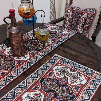 DaDalogy Set of 4-Pieces Majestic Kilim Red Persian Rug Woven Tapestry Placemats 13” x 19” (18195)