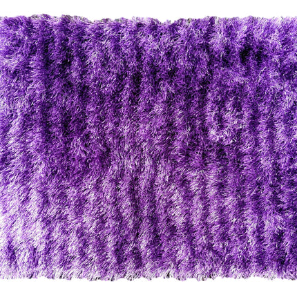 DaDa Bedding Shaggy Soft Door Mat Carpet Rug - 20" x 32" Striped Shiny Purple Lavender