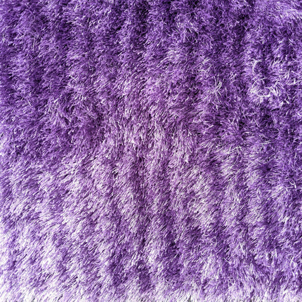 DaDa Bedding Shaggy Soft Door Mat Carpet Rug - 20" x 32" Striped Shiny Purple Lavender