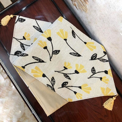 DaDa Bedding Yellow Fleur Floral Garden Woven Tapestry Dining Table Runner (18112)