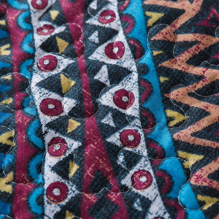 DaDa Bedding Farmhouse Bohemian Native Rustic Navy Blue Geometric Diamond Shapes Bedspread Set (KSX-001)