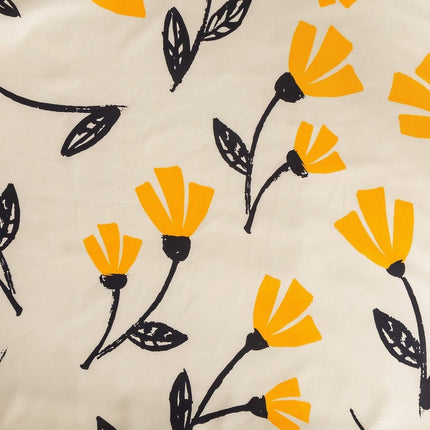 DaDa Bedding Yellow Fleur Floral Golden Orange Ivory Duvet Cover Set w/ Pillow Cases (18112)