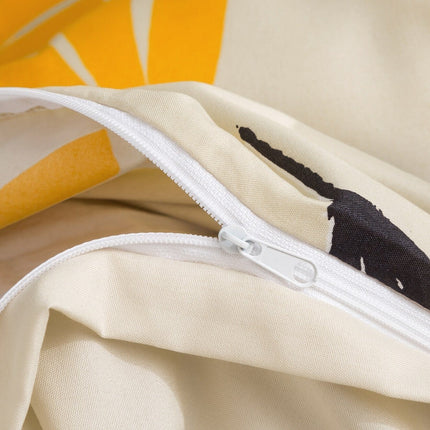 DaDa Bedding Yellow Fleur Floral Golden Orange Ivory Duvet Cover Set w/ Pillow Cases (18112)