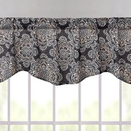 DaDa Bedding Navy Blue Bohemian Elegance Medallions Floral Window Curtain Valance - 18" x 52" (JHW-660)