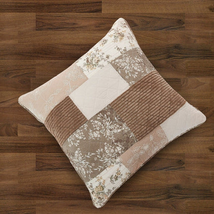 DaDa Bedding Vintage Patchwork Dusty Rose Taupe & Tan Beige Brown Floral Euro Pillow Sham Cover, 26" x 26" (JHW866)