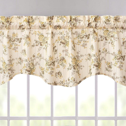DaDa Bedding Vintage Dainty Yellow Floral Cottage Window Curtain Valance - 18" x 52" (JHW-866)