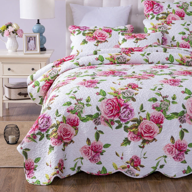 DaDa Bedding Bed in a Bag Bundle Set - Romantic Roses Lovely Blooming Floral Bedding Set (JHW-879)